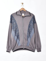 ニット切り替え ジップアップ カーディガン