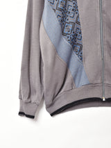 ニット切り替え ジップアップ カーディガン