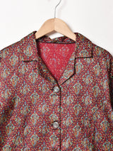 ペイズリー 七分袖 オープンカラーシャツ