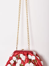 【2色展開】フラワーモチーフ がま口 チェーンバッグ