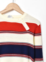 ボーダー クルーネックセーター