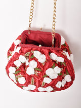 【2色展開】フラワーモチーフ がま口 チェーンバッグ