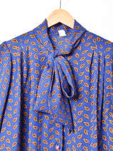 フランス製 ペイズリー柄 長袖 ボウタイブラウス