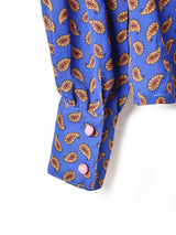 フランス製 ペイズリー柄 長袖 ボウタイブラウス