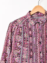 総柄 長袖ブラウス