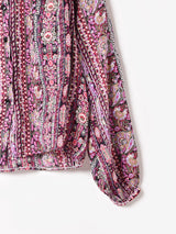 総柄 長袖ブラウス