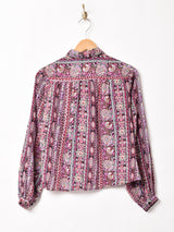 総柄 長袖ブラウス