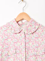 花柄 フリルカラー 長袖シャツ