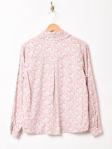 花柄 フリルカラー 長袖シャツ