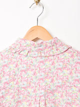 花柄 フリルカラー 長袖シャツ