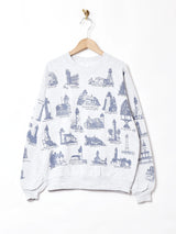 灯台 総柄 スウェットシャツ