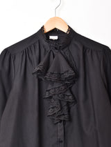 アメリカ製 レース スタンドカラー ラッフル長袖ブラウス