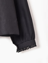 アメリカ製 レース スタンドカラー ラッフル長袖ブラウス