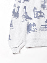 灯台 総柄 スウェットシャツ