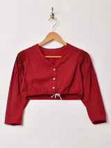 総柄 クロップドブラウス