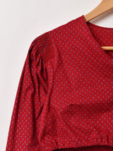 総柄 クロップドブラウス