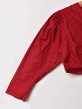 総柄 クロップドブラウス