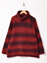 モヘア ボーダー ハイネックセーター