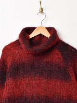 モヘア ボーダー ハイネックセーター