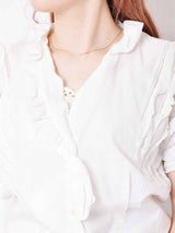 フリルスリーブ ホワイトブラウス