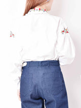 花刺繍入り ホワイトブラウス