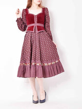 70s GUNNE SAX ベロア切り替えドレス