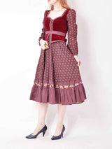 70s GUNNE SAX ベロア切り替えドレス