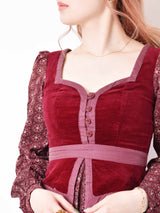70s GUNNE SAX ベロア切り替えドレス