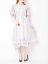 70s GUNNE SAX 小花柄ドレス ホワイト×ラベンダー