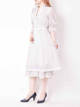 70s GUNNE SAX 小花柄ドレス ホワイト×ラベンダー