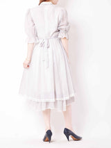70s GUNNE SAX 小花柄ドレス ホワイト×ラベンダー