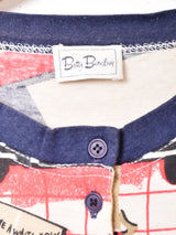 ヘンリーネック 総柄Tシャツ ベージュ