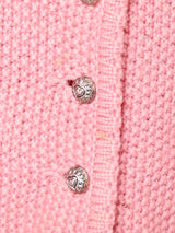 チロルカーディガン ケーブルデザイン ピンク