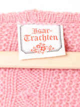 チロルカーディガン ケーブルデザイン ピンク