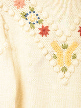 花刺繍 チロルカーディガン アイボリー