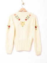 花刺繍 チロルカーディガン アイボリー