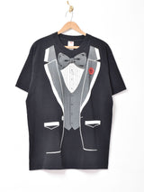 タキシードデザイン 騙し絵プリントTシャツ