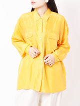 長袖シルクシャツ イエロー