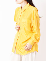長袖シルクシャツ イエロー