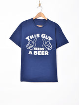 BEER プリントTシャツ ネイビー