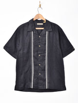 オープンカラー 半袖リネンシャツ