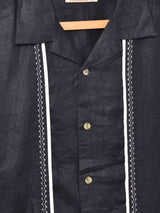 オープンカラー 半袖リネンシャツ