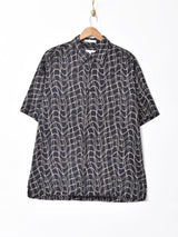 Perry Ellis 総柄 シルク 半袖シャツ