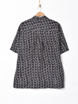 Perry Ellis 総柄 シルク 半袖シャツ