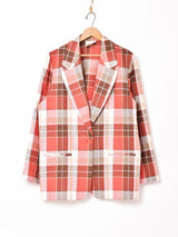 チェック柄テーラードジャケット ブラウン系