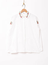 花刺繍入り ホワイトブラウス