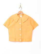 ビッグカラー 半袖ブラウス オレンジ