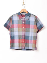 レイヤード チェック柄半袖シャツ
