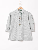 ストライプパターン 刺繍チロルシャツ