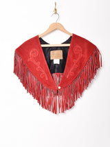 フリンジレザーケープ レッド